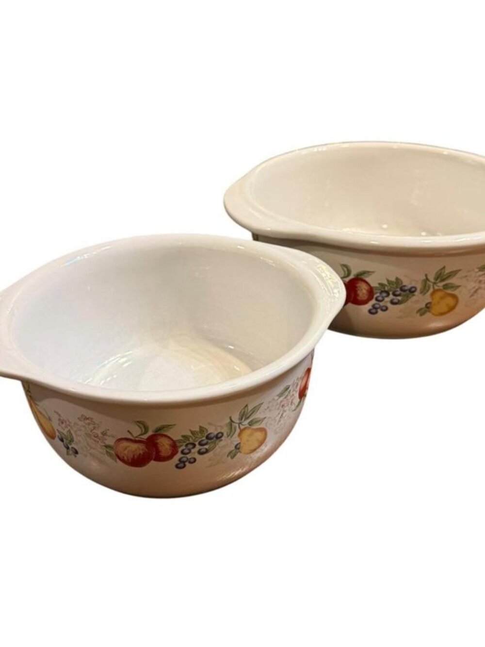 Vintage Corelle Coordinates Abundance Fruit 1.5 Qt Stoneware Casserole Dishes